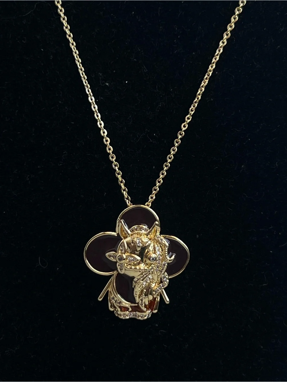 🩷- Gold and matron dragon  Floral Pendant Necklace